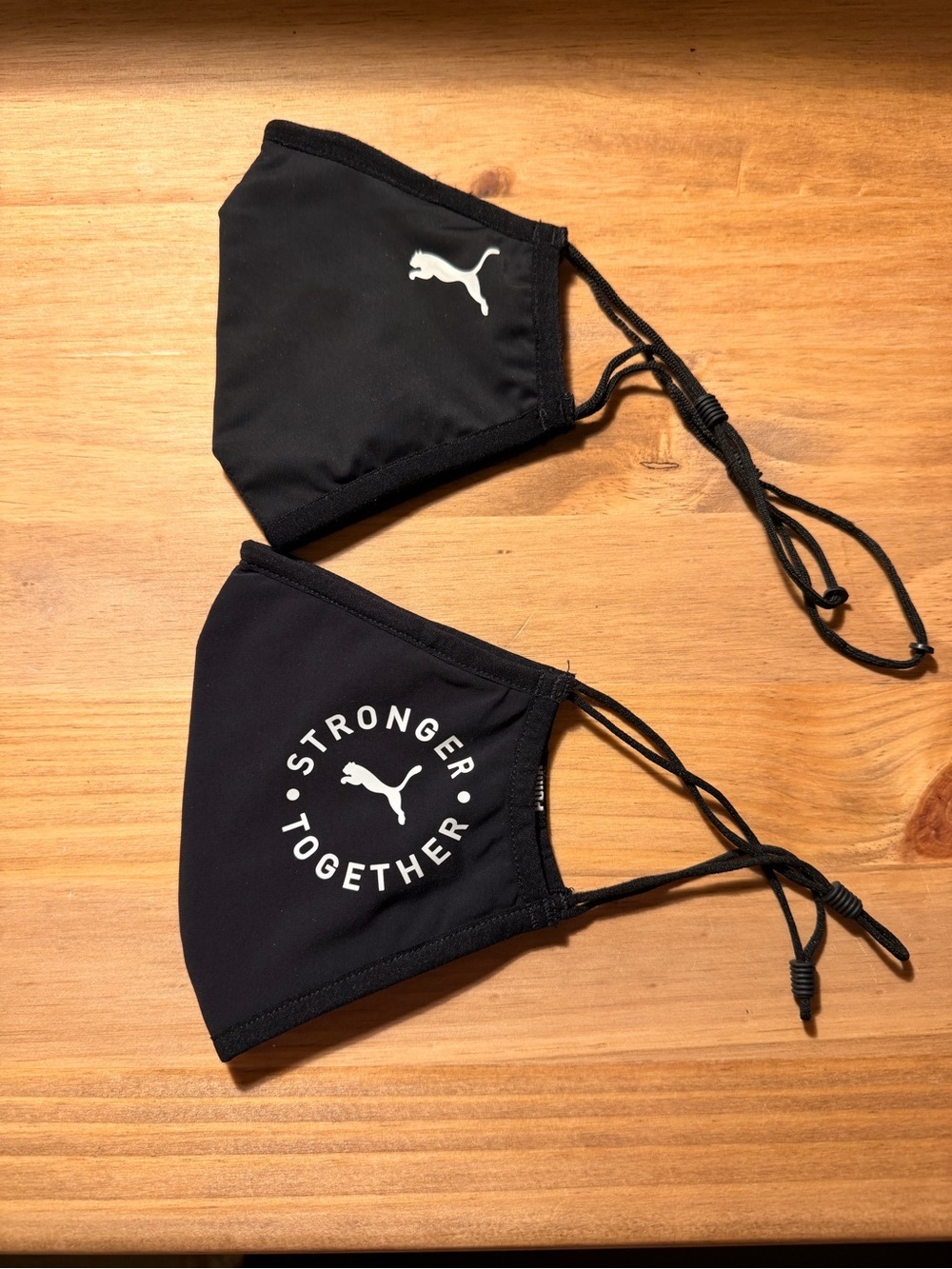 Puma Black Face Mask Duo with White Logo and 'Stronger Together' Print